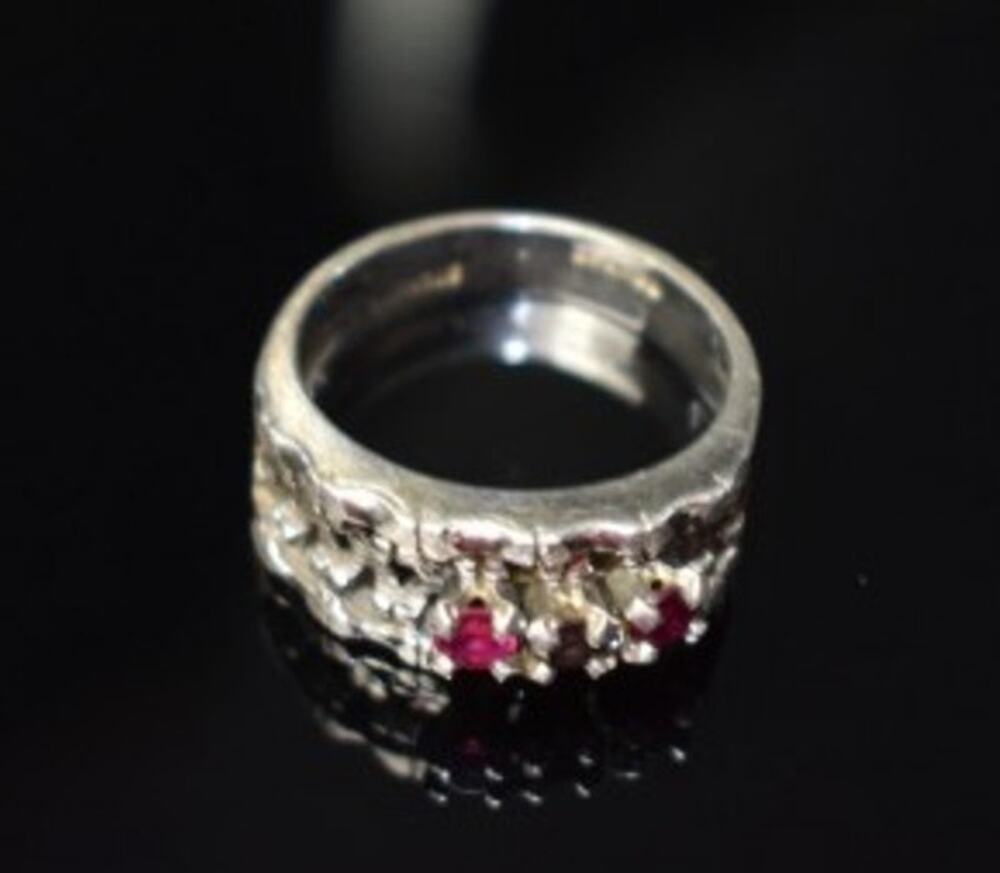925 Sterling Silver Pink Topaz & Amethyst Ring Size 6.5